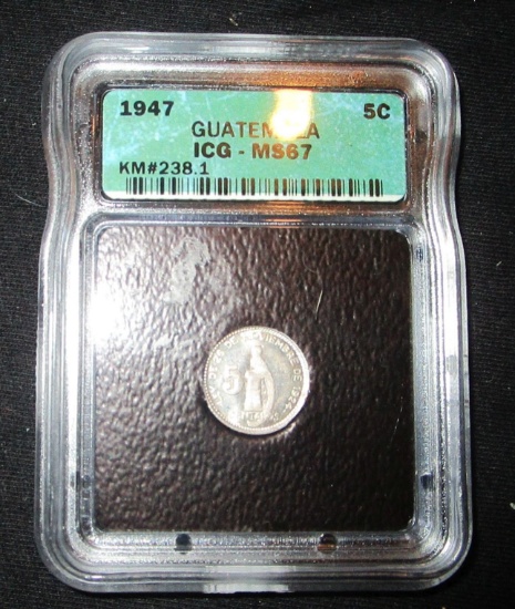 1947 Guatemala 5 cents - Graded MS67 by ICG