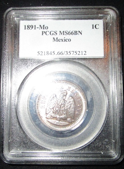 1891-MO Mexico 1 cent - Graded MS66bn by PCGS