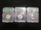 Lot of 3 - US Silver Quarters - 1951, 1954D & 1956 - Graded by ICG - AU58, AU58 and PR70