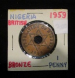 1959 Nigeria-British -1 Penny - Bronze - Ungraded