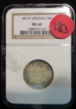 1877A Uruguay - 20 Centesimos -Graded by NGC - MS64