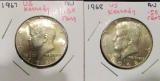 1967 & 1968 US Kennedy Half Dollar - AU