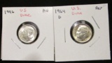 Lot of 2 - 1946 and 1946D US Silver Dimes - Ungraded