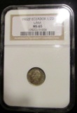 1902JF Ecuador - 1/2D - Lima - Graded NGC - MS65