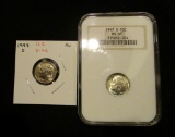 Lot of 2 US Dimes - 1947S Silver Graded by NGC MS67 and 1998D Ungraded