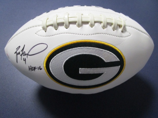 Brett Favre of the Green Bay Packers signed autographed full size logo football PAAS COA 869