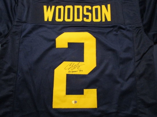 Charles Woodson of the Michigan Wolverines signed autographed football jersey Legends COA 282