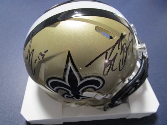 Drew Brees Michael Thomas of the Saints signed autographed mini helmet PAAS COA 194