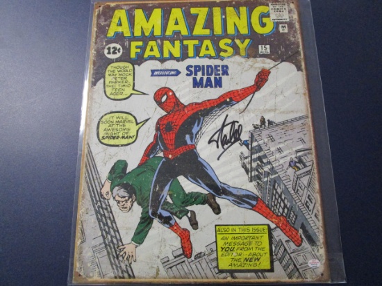 Stan Lee Amazing Fantasy Spiderman signed autographed 11.5 x 16 metal sign PAAS COA 530