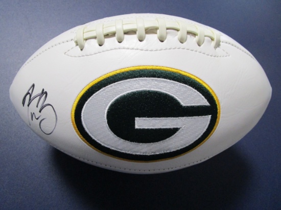 Aaron Rodgers of the Green Bay Packers signed autographed logo football CA COA 008