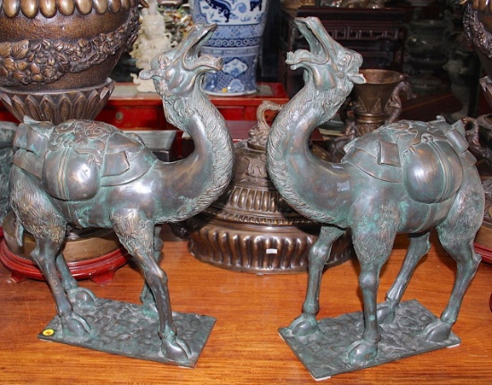 One pair  Bronze camels