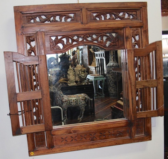 Antique hand carved panel with mirror