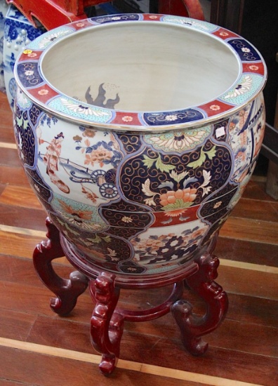 One Pair  Porcelain hand painted Imari fishbowls