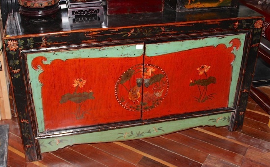 Antique wooden lacquer Shanshi hand painted cabinet