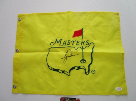 Tiger Woods, Five time Masters Champion, Autographed Flag w COA