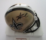 Alvin Kamara, New Orleans Running Back, 2 Time Pro Bowler, Autographed Mini Helmet w COA