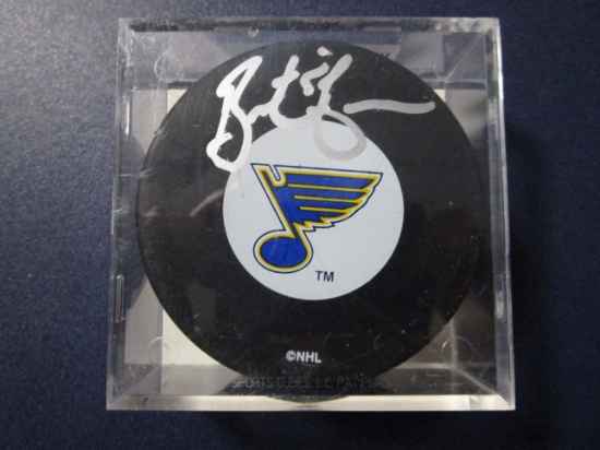 Brent Johnson of the St Louis Blues signed autographed hockey puck TOPPS COA 005