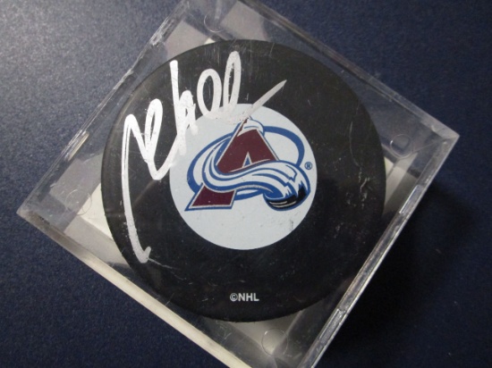 Milian Hejduk of the Colorado Avalanche signed autographed hockey puck TOPPS COA 735