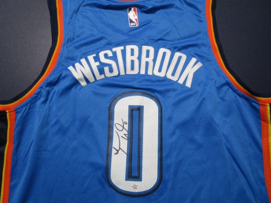 Russell Westbrook of the OKC Thunder signed autographed basketball jersey PAAS COA 068