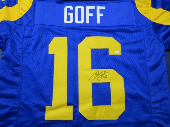 Jared Goff of the Los Angeles Rams signed autographed football jersey PAAS COA 281