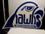 VINTAGE DEFUNCT NEW JERSEY HAWKS HOCKEY PATCH LARGE EXCELLENT CONDITION