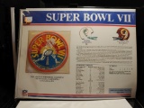 SUPERBOWL 7 TEAM PATCH ON STAT CARD EXCELLENT CONDITION