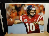 NY GIANTS ELI MANNING SIGNED 8X10 STEINER COA CERTIFED