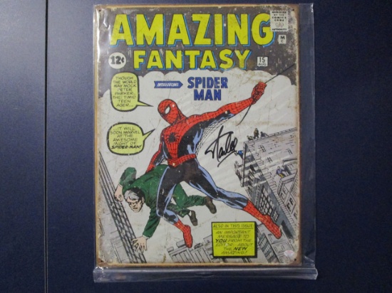 Stan Lee Spiderman signed autographed 12.5 x 16 tin sign PAAS COA 527