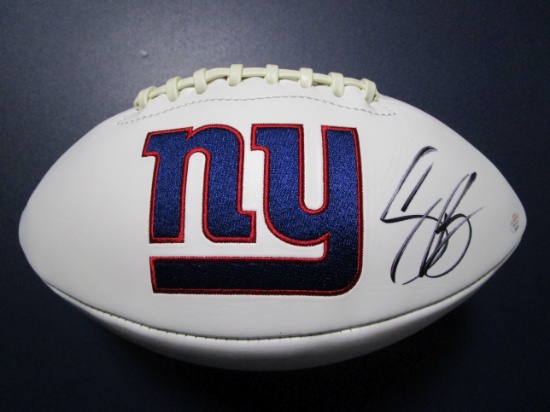 Saquon Barkley of the New York Giants signed autographed logo football PAAS COA 429