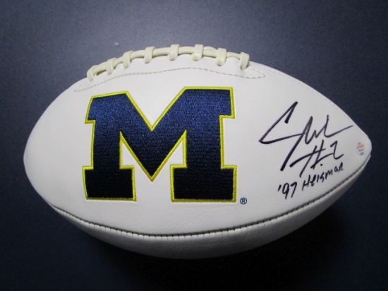 Charles Woodson of the Michigan Wolverines signed autographed logo football PAAS COA 521