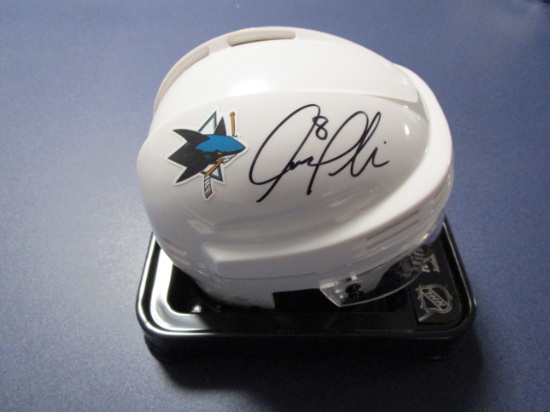 Joe Pavelski of the San Jose Sharks signed autographed mini hockey helmet PAAS COA 264