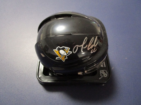 Mario Lemieux of the Pittsburgh Penguins signed autographed mini hockey helmet PAAS COA 245
