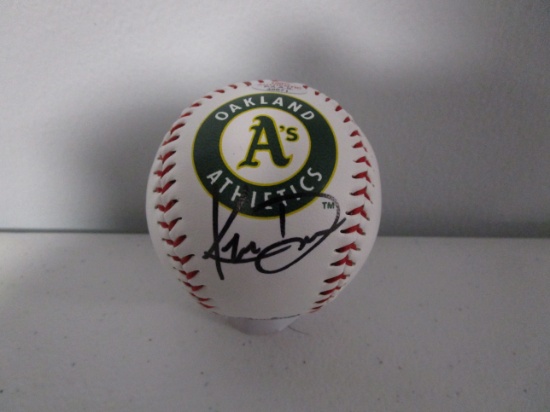 Khris Davis of the Oakland A's signed autographed logo baseball PAAS COA 671