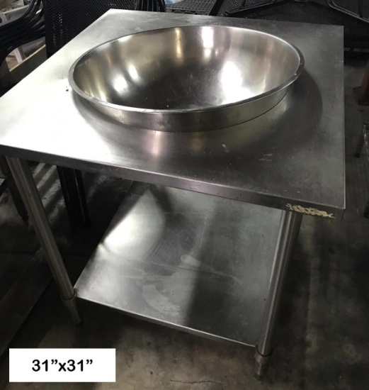 Prep Table with Bowl 31"x31"