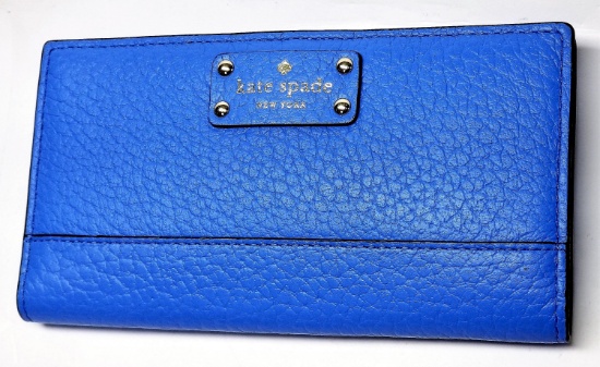 New Womens Kate Spade Blue Coin Credit Card Wallet Purse