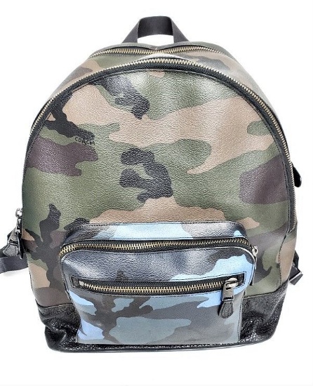 Retail $595 Coach Men's Charles West Backpack Camo Camouflage Bag Travel