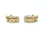 Womens Cartier Style 14k Yellow Gold & Diamonds Panthere Panther Earrings