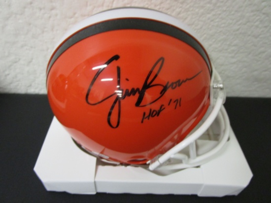 Jim Brown of the Cleveland Browns signed autographed mini football helmet PAAS COA 471