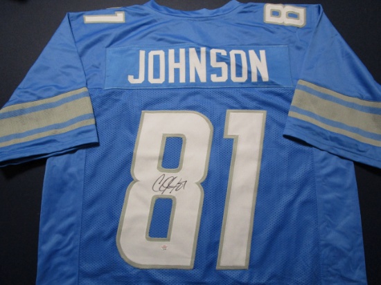 Calvin Johnson of the Detroit Lions signed autographed football jersey PAAS COA 732