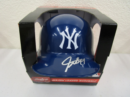 Giancarlo Stanton of the New York Yankees signed baseball mini helmet Legends COA 875