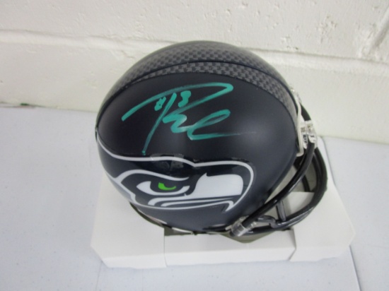 Russell Wilson of the Seattle Seahawks signed autographed mini football helmet PAAS COA 357