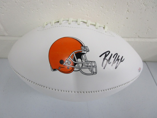 Baker Mayfield of the Cleveland Browns signed autographed logo football PAAS COA 472