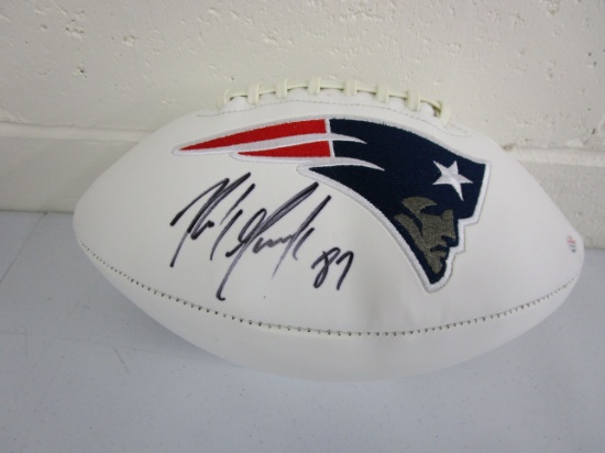 Rob Gronkowski of the New England Patriots signed autographed logo football PAAS COA 577