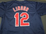 Francisco Lindor of the Cleveland Indians signed autographed baseball jersey PAAS COA 346