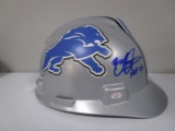 Barry Sanders of the Detroit Lions signed autographed team logo hard hat PAAS COA 110