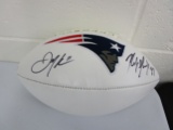 Rob Gronkowski Julian Edelman of the New England Patriots signed logo football PAAS COA 585