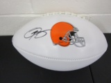 Odell Beckham of the Cleveland Browns signed autographed logo football PAAS COA 493