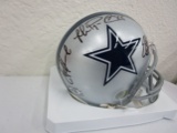 Troy Aikman Emmitt Smith Michael Irvin of the Cowboys signed Football Mini Helmet ATL COA 000