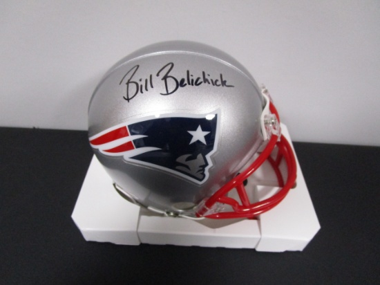 Bill Belichick of the New England Patriots signed autographed mini football helmet PAAS COA 151