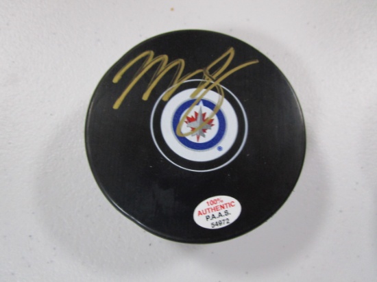 Mark Scheifele of the Winnipeg Jets signed autographed logo hockey puck PAAS COA 972